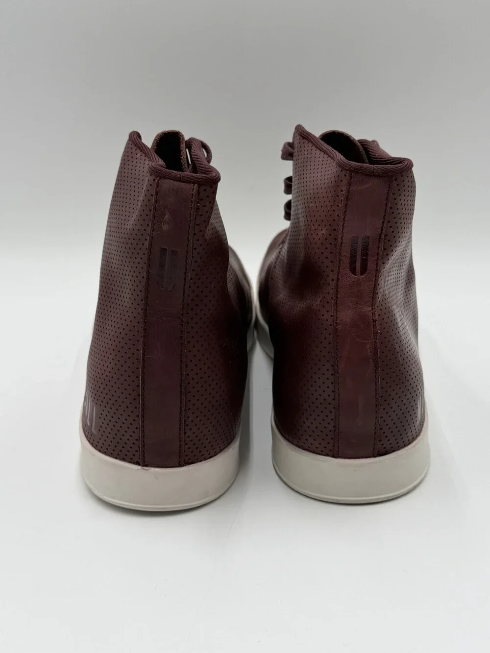 NOBULL Men’s Size 15 High-Top Court Trainer Deep Burgundy Perforated Leather